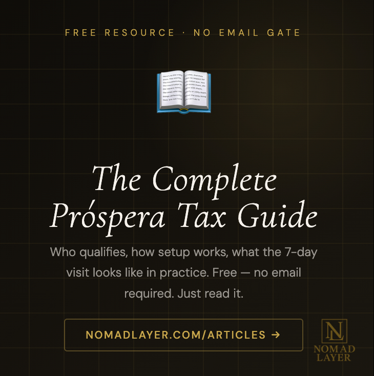 joeyyusef's tweet image. We just dropped the complete guide to the Próspera lump sum tax program.

Qualifications, setup, and how that 7-day annual visit actually works.

Free. No email gate. Just the facts.

Read it here: nomadlayer.com/articles

#Prospera #Bitcoin #DigitalNomad #TaxFree