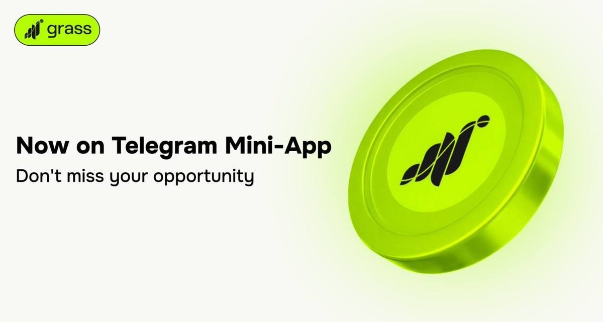 0xTozo's tweet photo. 🌿 Grass is Now on Telegram!

📲 The Mini App is LIVE — Start mining directly from Telegram!

🔗 Join Now: https://t.co/BFEF7ZiVAD

🚀 How to Start:
1. Tap Start
2. Create your wallet
3. Begin mining instantly

🔥 Boost Multipliers: • Telegram App — x4.00 Points
• Desktop — x2.00 Points

💰 Extra Benefits: • 3-Level Referral System
• Background Auto Earning

⚡ Early users may get the biggest rewards — don’t miss out!

#Grass #Airdrop #CryptoAirdrop #Crypto #Web3 #Telegram #TelegramMiniApp #Mining #EarnCrypto #PassiveIncome #CryptoMining #AirdropAlert #FreeCrypto #Blockchain #DeFi #CryptoOpportunity #EarlyAccess #CryptoEarnings