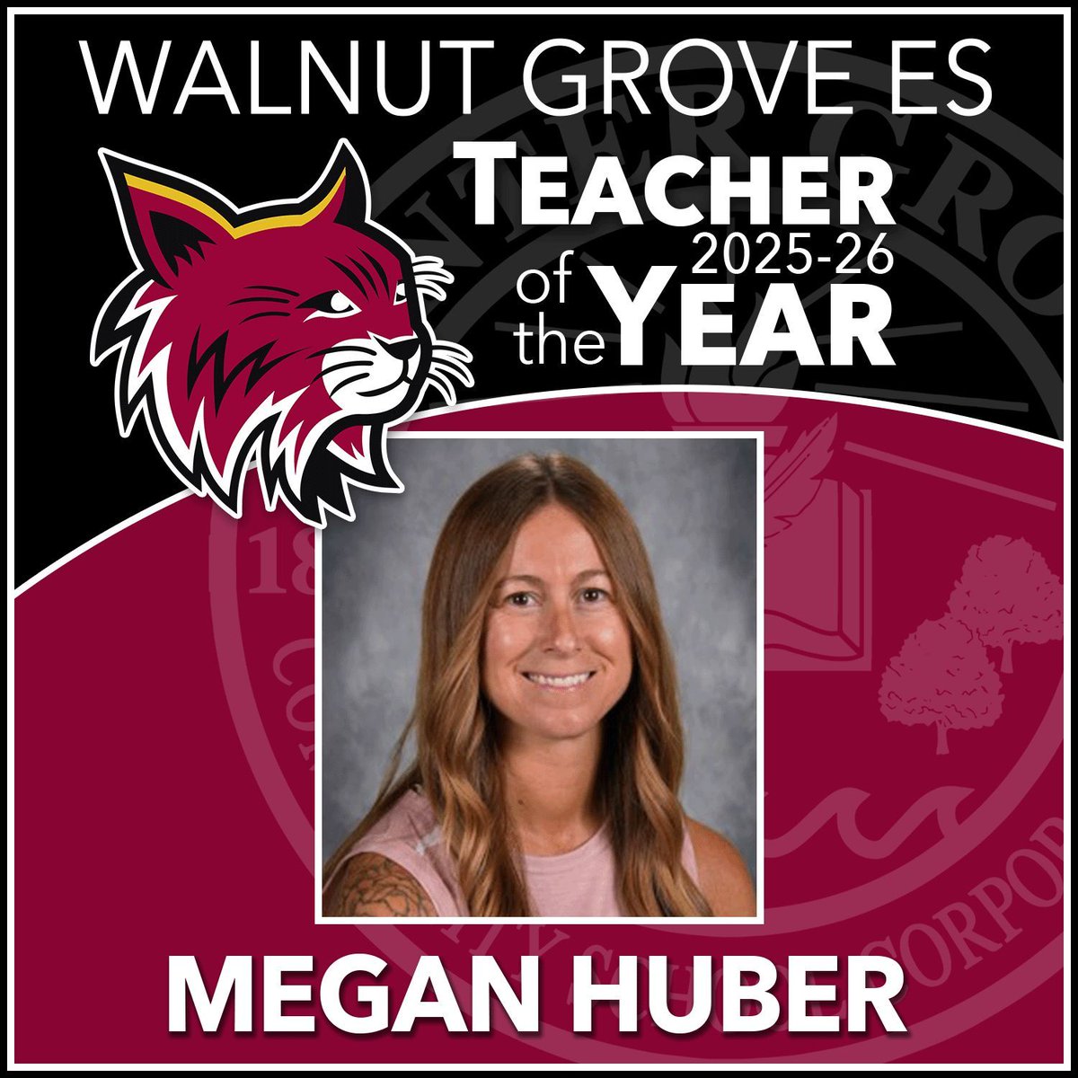 Walnut Grove Elementary has named Megan Huber its 2025–26 Building Teacher of the Year! ❤️👏 

Join us in congratulating Megan and celebrating this well-deserved recognition.

#E3CG #ExceptionalEducator #CenterGrovePride
