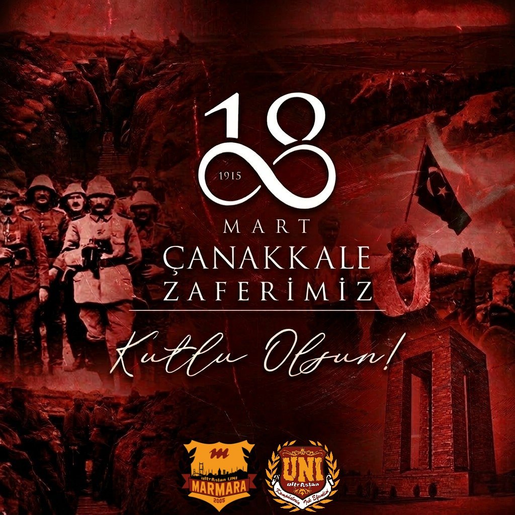 uAUNIMarmara's tweet photo. 18 MART ÇANAKKALE ZAFERİMİZ KUTLU OLSUN!

​Bu eşsiz mücadeleyle “ÇANAKKALE GEÇİLMEZ!” destanını yazan Başta Mustafa Kemal Atatürk ve silah arkadaşları olmak üzere, tüm şehitlerimizi zaferimizin 111. yılında saygı, minnet ve rahmetle anıyoruz. 

​#uAUNIMarmara
#ultrAslanUNI https://t.co/9ncUrLkZlh