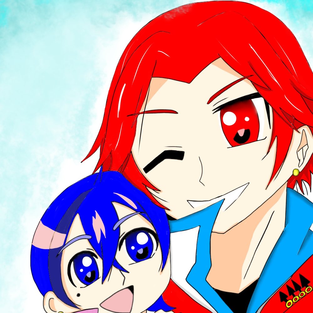 🟥「弟っ帰ろうか」 
🟦「うん兄貴っ！」 
幼きブルー描くの好き(*´ω｀*)