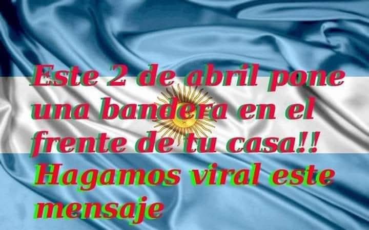 A LOS 44 AÑOS DE LA ÚLTIMA GESTA DE LA PATRIA, MALVINAS!!!!
Por favor difundir y participar. Embanderando nuestras casas.Muchas gracias. FUERTE ABRAZO MALVINERO!! VIVA LA PATRIA!!!