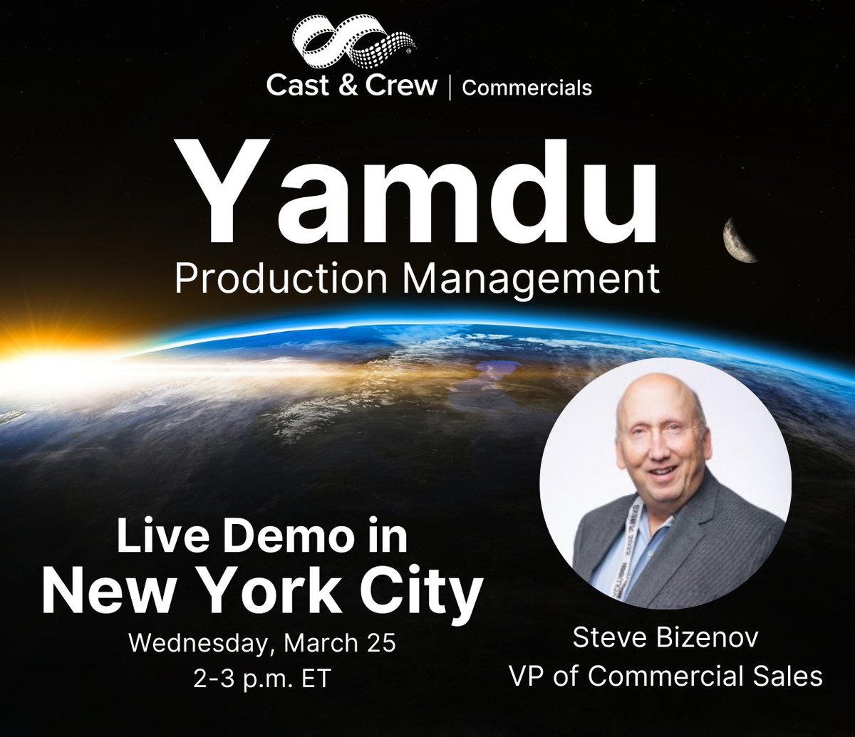 CastAndCrewNews's tweet image. Deliver every project on budget and on time. See how with a 3/25 live demo of Yamdu’s production management platform in NYC: hubs.ly/Q047dXtD0.

#CastandCrewCommercials #Yamdu #commercials