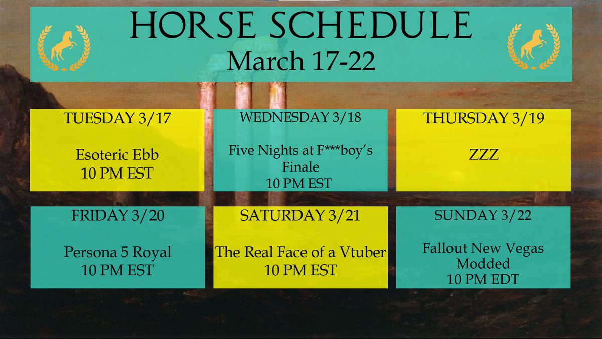 FMIncitatus's tweet photo. This week's Horse Schedule comes cantering in! https://t.co/15NCzyiYd2