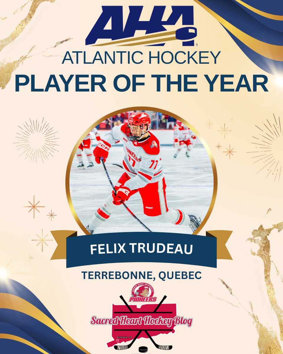 SHUHockeyBlog's tweet photo. 77…best in the league

Felix Trudeau has been named Atlantic Hockey Player of the Year and Forward of the year! Congrats Felix! Beyond well deserved 

#WeAreSHU | #RollPios | #NCAAHockey https://t.co/E2HMycISKb