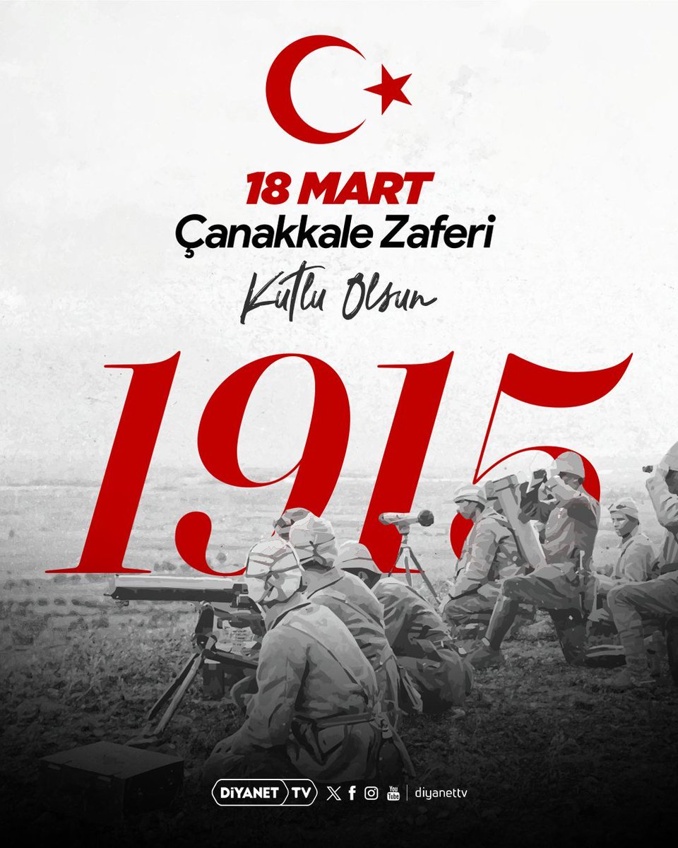 18 Mart Çanakkale Zaferi Kutlu Olsun! 🇹🇷

#ÇanakkaleZaferi'nin 111. yıldönümünde istiklal mücadelemizin bütün kahramanlarını şükran ve minnetle yâd ediyor, tüm şehitlerimize ve ahirete irtihal eden gazilerimize Allah’tan rahmet diliyoruz.

#18Mart #Çanakkale