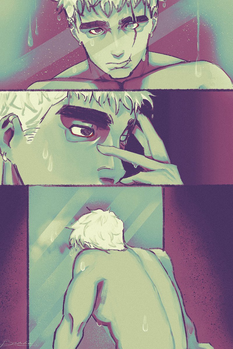 BasiliK_a's tweet photo. Before the mirror, he does not see a face, but a remnant.

The scar cuts across his face like a sentence death left unfinished. He is still alive, incomplete, searching for something without a name… as if it still belonged to him.

#oc #bl #doomedyaoi #arttwt #smallartists https://t.co/m0RRKp6fCA