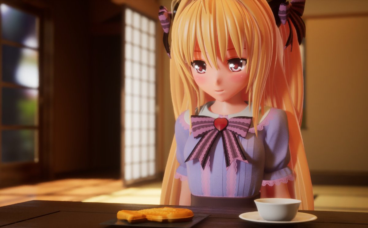 Marmaladestar1's tweet photo. 現在制作中の「とらぶるだいあり～・ごーるどHDリマスター」ですが、後日談として温泉旅行のシナリオがたっぷり追加されます🥳✨

旅館チェックイン時のウェルカムスイーツの内容、ヤミちゃんは気に入ってくれたかな～？☺️
おかわりもあるみたいですよ♪ https://t.co/gwcVtUwmcM