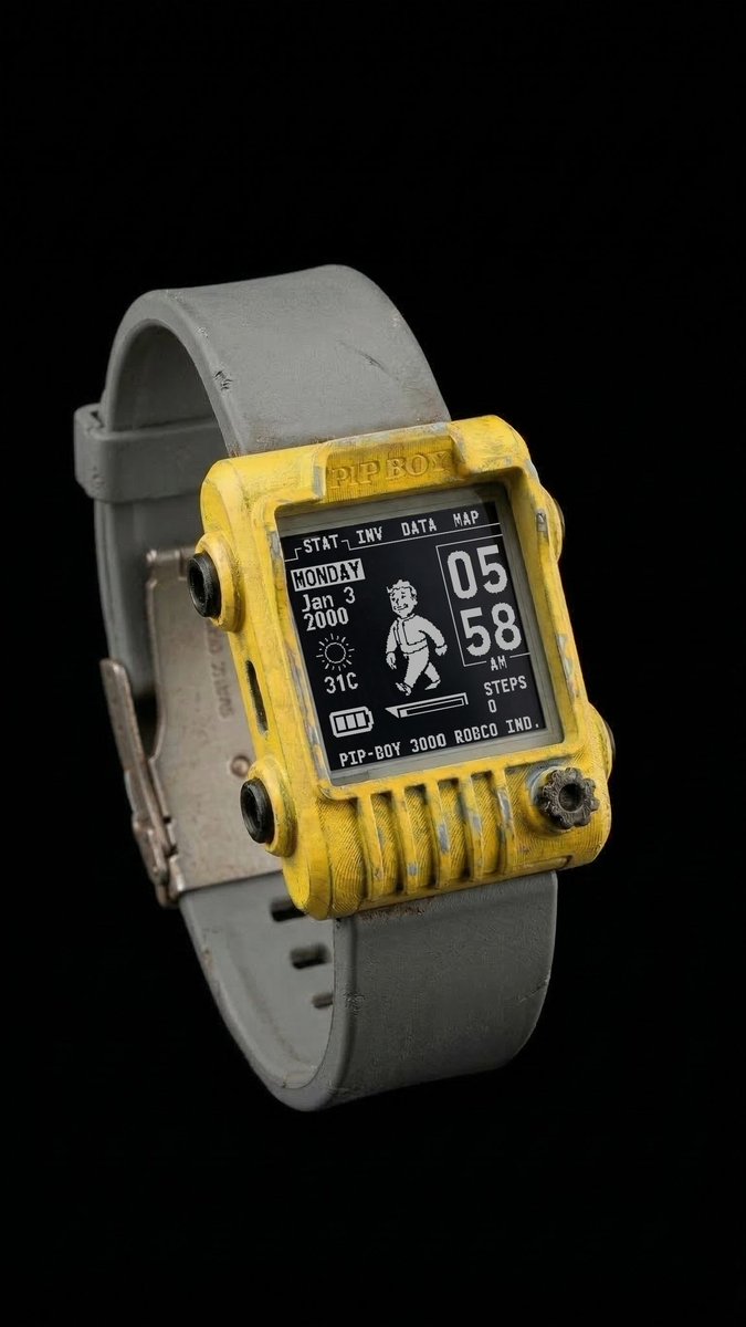 sqfmi's tweet photo. More renders of the Watchy Pip-Boy in different colors and styles https://t.co/GkH62YKJ5v