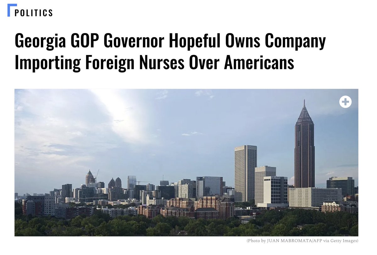 America First? <a href="/RickJacksonGA/">Rick Jackson</a> is proving he's America Last — especially when he can make a profit. While he's out buying TV ads trying to convince Georgians he's a conservative, his company is importing foreign nurses while hardworking American healthcare workers suffer. The