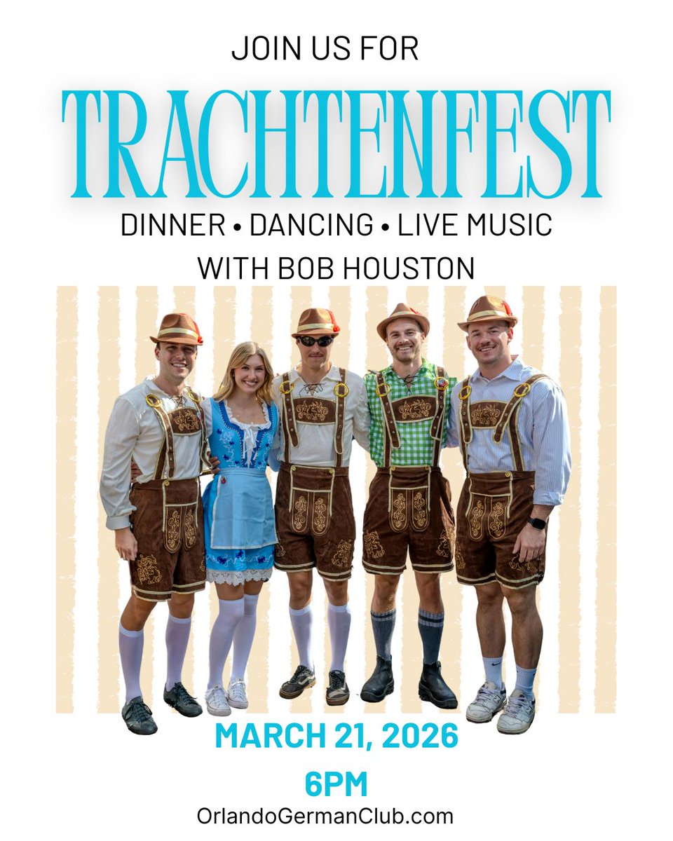 GermanClubFL's tweet photo. Join us as we welcome two Schuhplattler groups -  D'Lechtaler Seestall of Fuchstal, Bavaria, and our own Schuhplattler Gruppe Alpenrose - for an evening of Tracht (wear yours!), dancing, and fun! Both groups will be performing!
Reserve now! https://t.co/UCJgRLg3no https://t.co/orn1sQn3hr