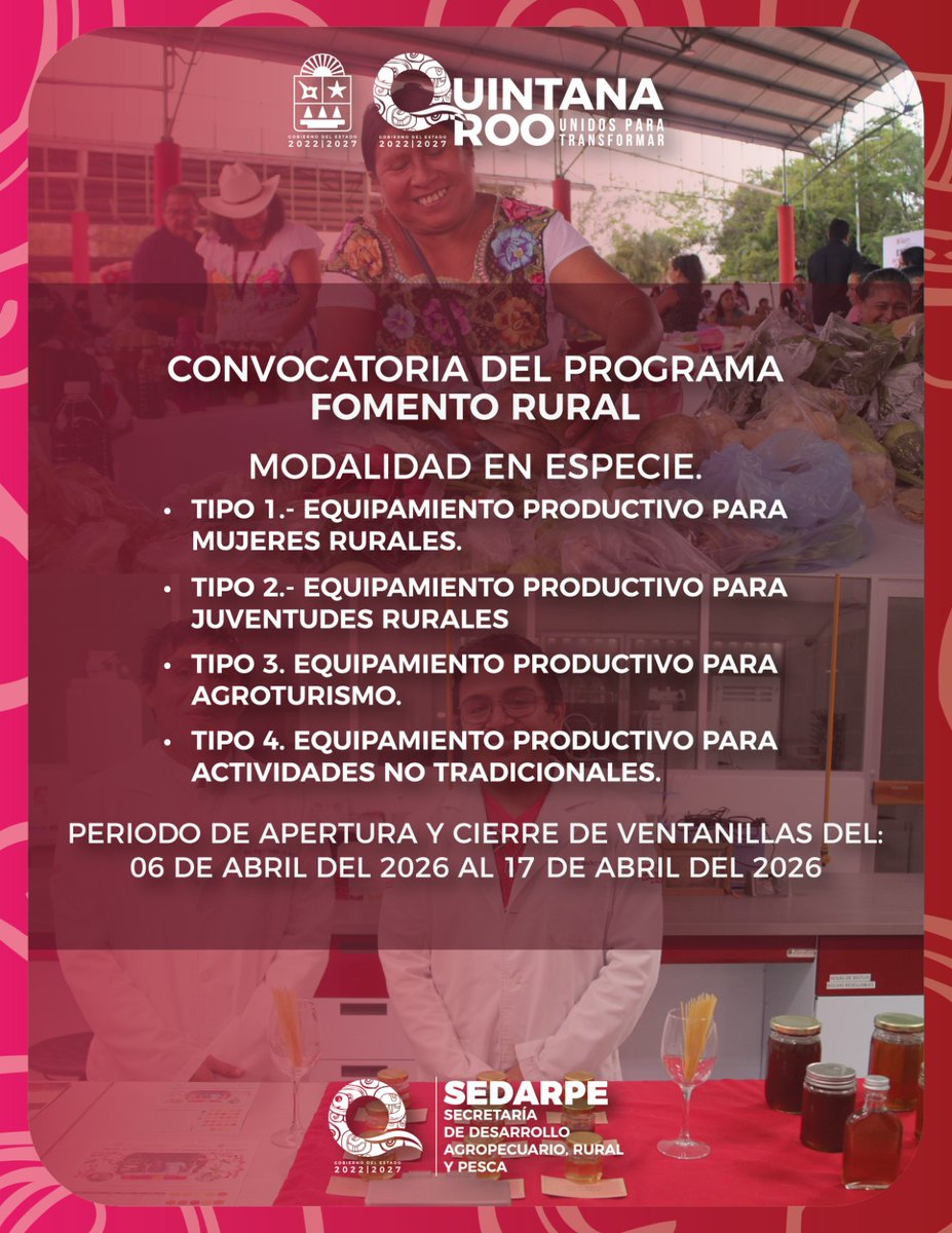La SEDARPE convoca a las y los productores rurales de Quintana Roo al ...