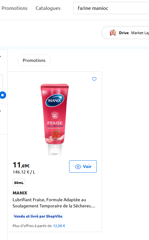 Garlic_Nacho's tweet photo. Bonsoir @CarrefourFrance, un jour j'ai dit que votre indexation était vraiment douteuses, vous avez répondu "ah bon ?". Et là ? C'est de la farine de manioc ? https://t.co/bM9NNOz65Q
