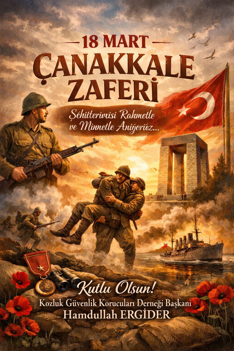 HamdullahErgide's tweet photo. 18 Mart Çanakkale Zaferi'nin 111. yıl dönümünde, başta Gazi Mustafa Kemal Atatürk ve silah arkadaşları olmak üzere, tüm şehitlerimizi rahmet, minnet ve saygıyla anıyoruz. Bu büyük zafer, vatan sevgisinin ve millet birlikteliğinin en önemli sembolüdür. Çanakkale zaferi kutlu olsun https://t.co/IXAwHYWZJl