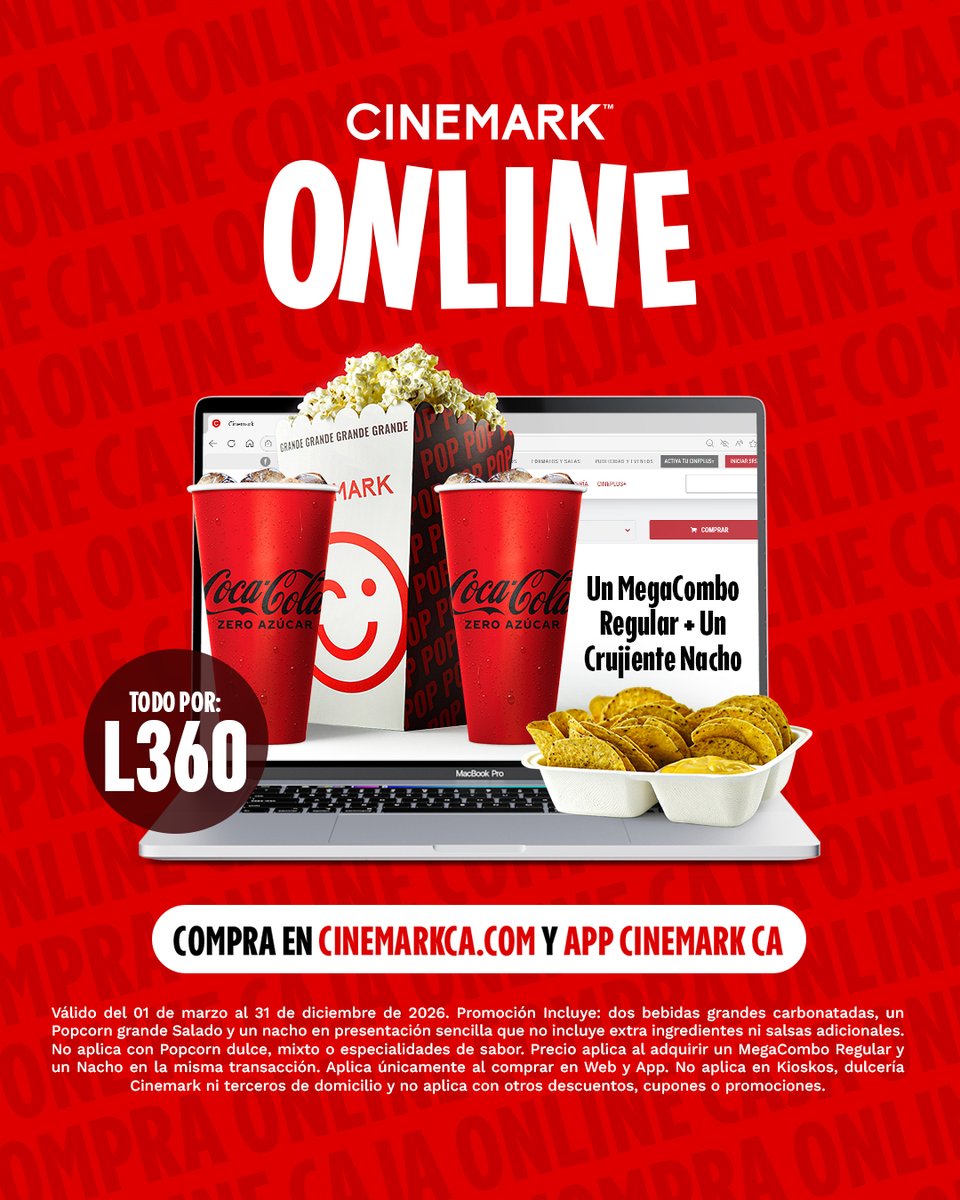 Pide en línea, recoge en #Dulcería y disfruta tu película. 🍿🎬 Con la compra en línea de Cinemark 📲💳 ahorras tiempo ⏱️ y te aseguras tener tus snacks listos justo cuando los necesitás. 😋✨ #CinemarkOnline #Online