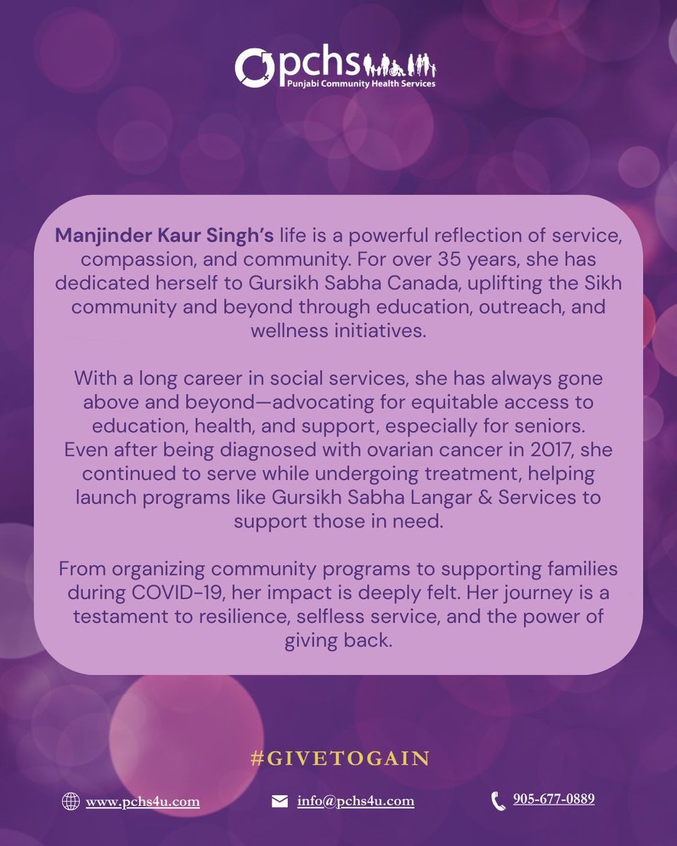 PCHS4U's tweet photo. Introducing our 5th award recipient for the IWD Gala, Manjinder Kaur Singh 💛✨ — a lifetime of selfless service, resilience, and dedication to uplifting the community. 

#IWDGala #CommunityLeader #Seva #Inspiration #Resilience #GivingBack #SikhCommunity #WomenWhoLead #Empower https://t.co/QZNsahBalG