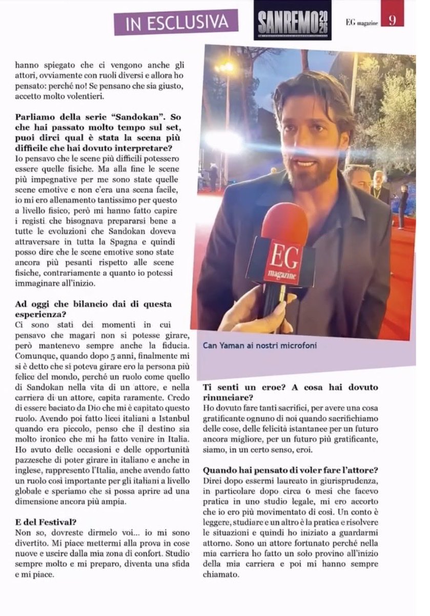 🗞️ da EG magazine

"E' l'attore più desiderato del momento.
Amato, osannato, ma soprattutto benvoluto da un pubblico in continuo aumento"

#CanYaman
#OnlyCanYamanTeamItaly