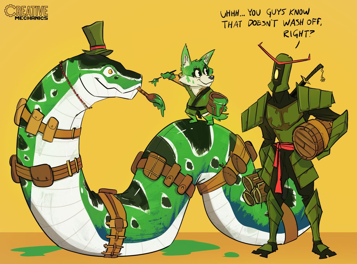 creativemechncs's tweet photo. Nougat & Typhon decide to get into the spirit of the season; at least now they match Grasshopper.
Happy St Patty's day from the Cyclops Samurai team!
#cyclopssamurai #grasshopper #typhontitanoboa #nougat #stpatricksday https://t.co/mvPSR74Xih