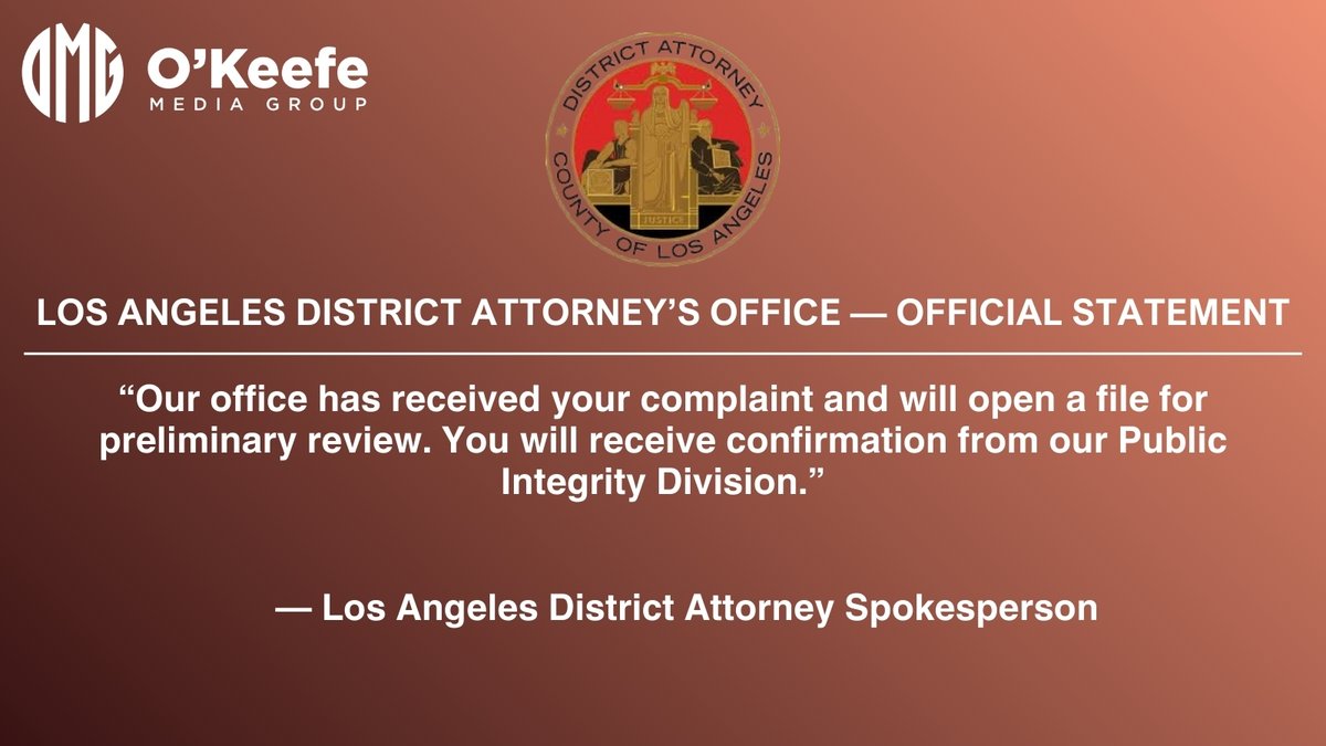 JamesOKeefeIII's tweet photo. UPDATE: LA District Attorney confirms they have received our election fraud footage and a review is underway.

@LADAOffice