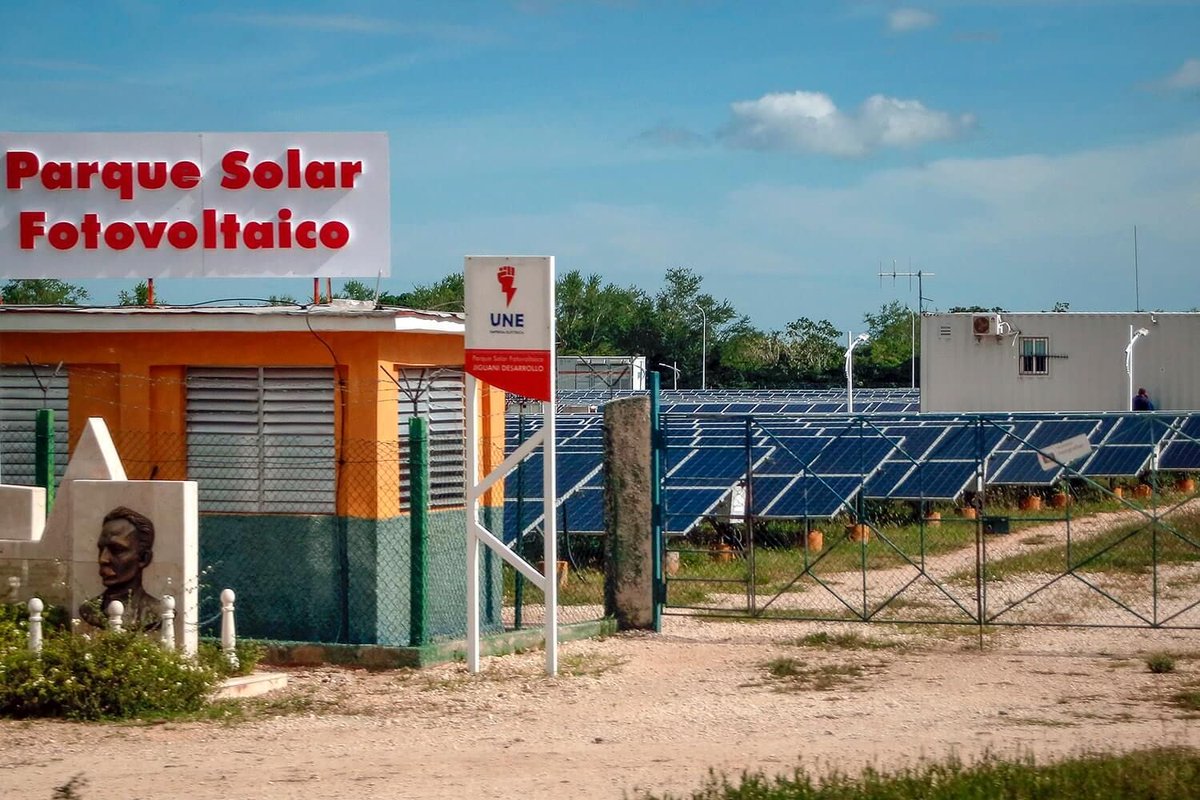codepink's tweet photo. In the past 12 months, Cuba has tripled its solar-generated electricity production.

At the start of 2025 it was 5.8% - now it's 20%.

This is a historic renewable energy transition by the most blockaded country in history. https://t.co/vFOo1varfe