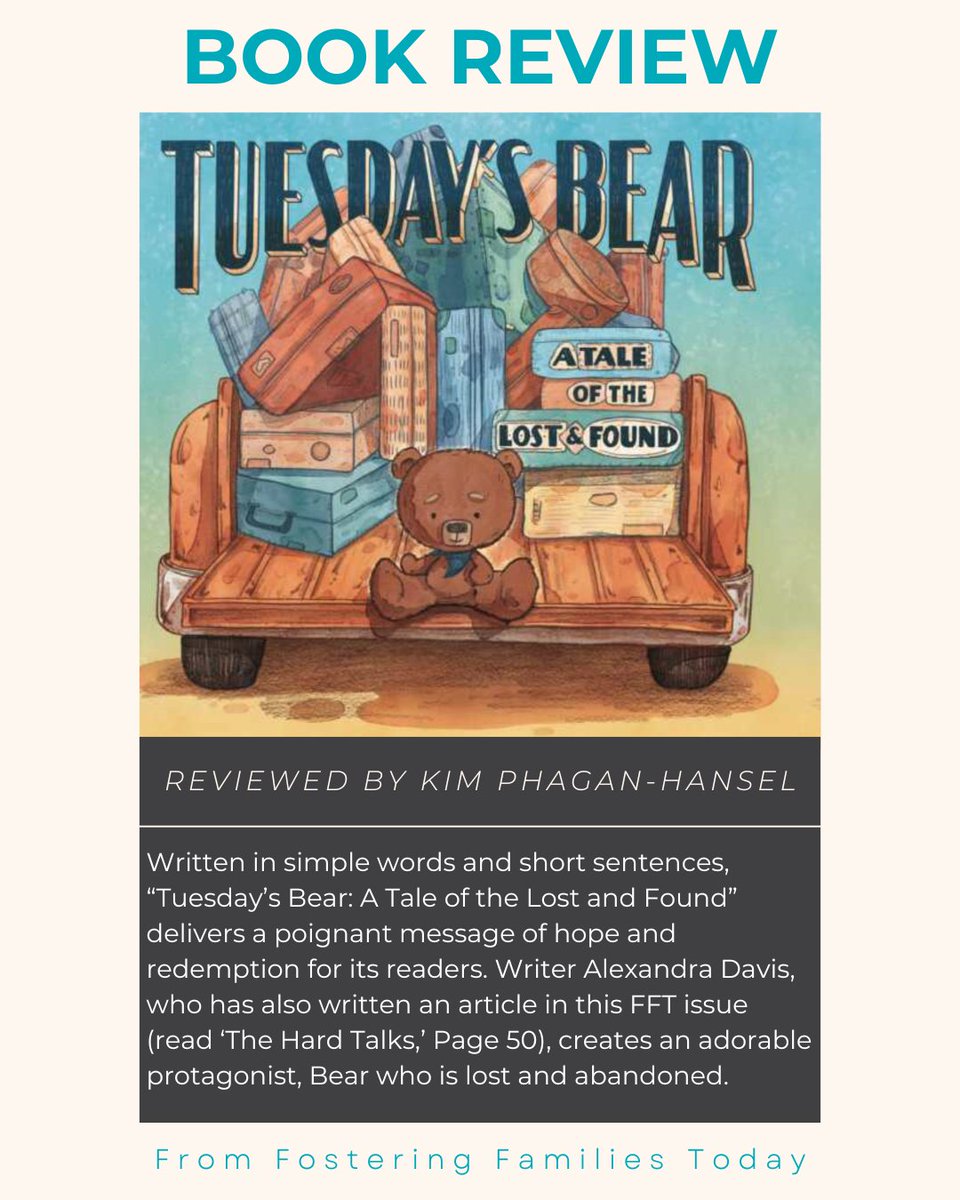 FosteringFams's tweet photo. “Tuesday’s Bear” is easy to read, with a powerful message of hope and the role resource parents play in foster care, writes Kim Phagan-Hansel.

Check out "Tuesday's Bear" now and read more from Alexandra Davis in the latest issue of FFT! https://t.co/gtHb90yNQ5