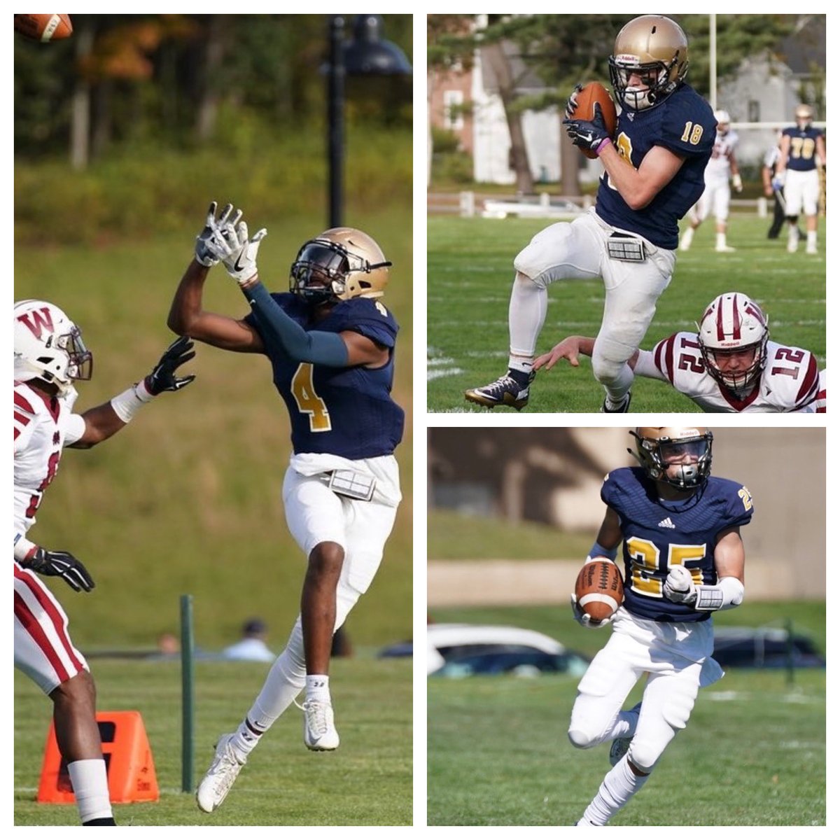 BoarsSpeed's tweet photo. The receiving corps my first year at Choate — Jaylan “Juice” Sandifer, Mikey Speca, Michael Monios…pretty good introduction to prep football for me with these three studs! https://t.co/1NHswrZUHL