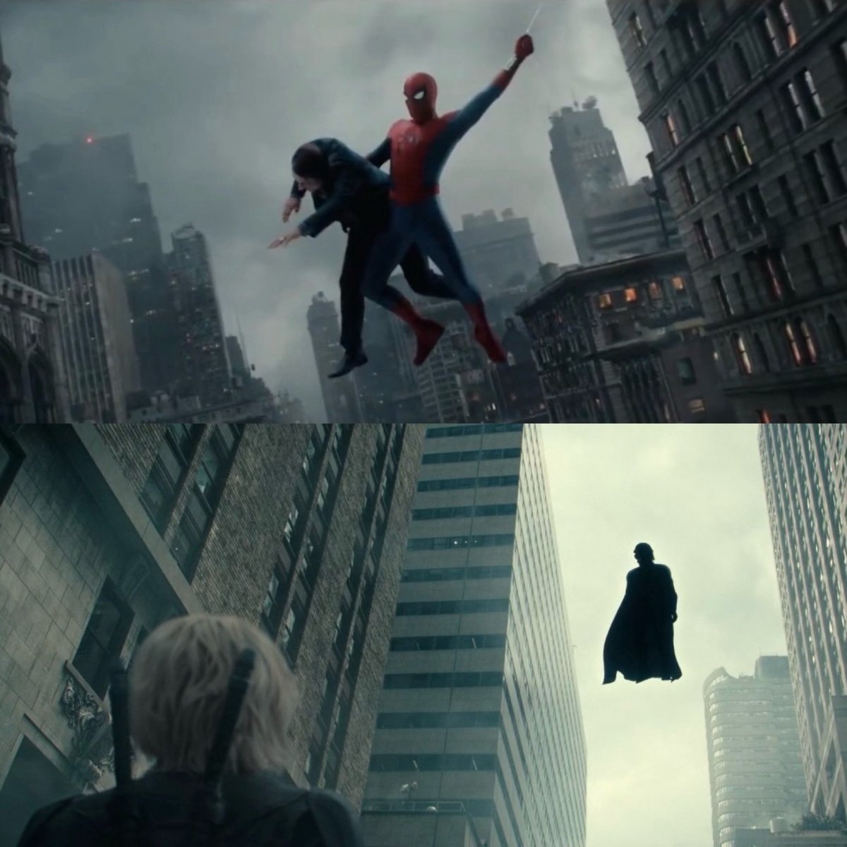 sentrynation's tweet photo. what if peter sees yelena facing the void while he's swinging through the city to save people https://t.co/hQnT38qoFP