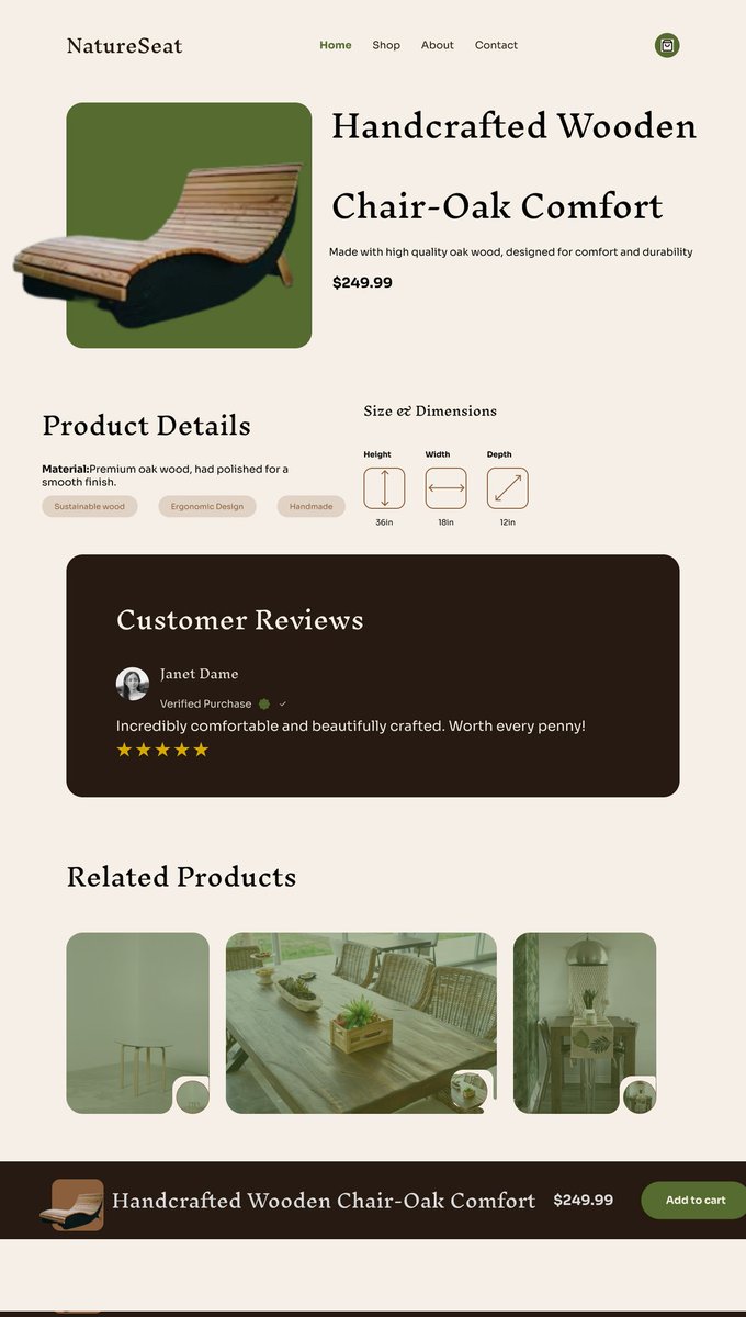 GinikaMccarthy's tweet image. Day 12/100 🎯
Clean product page design 🌿

#100DaysOfDesign #UIUX #DailyUI
#goviral