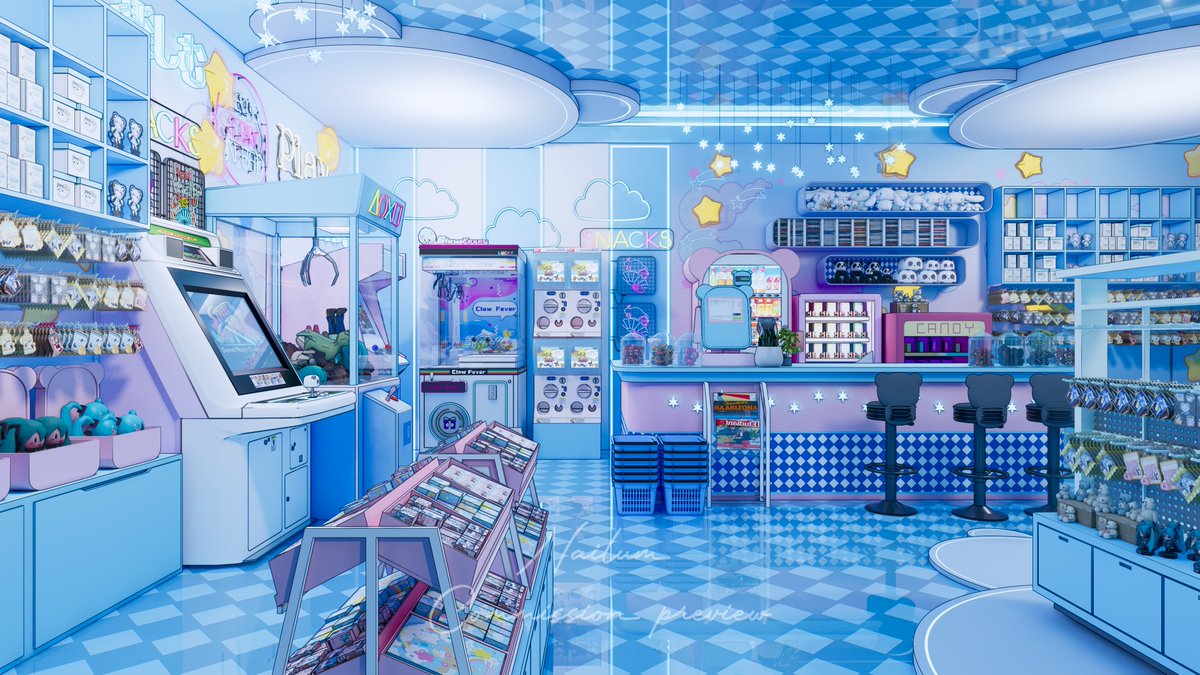 ArtNailum's tweet image. Some places sell things you need. Others sell the things you’ve been quietly obsessed with all along. Those are the dangerous ones, the places where money disappears, and somehow it still feels worth it. 💸✨

#background #opencommissions #Vtuber #VTuberAssets