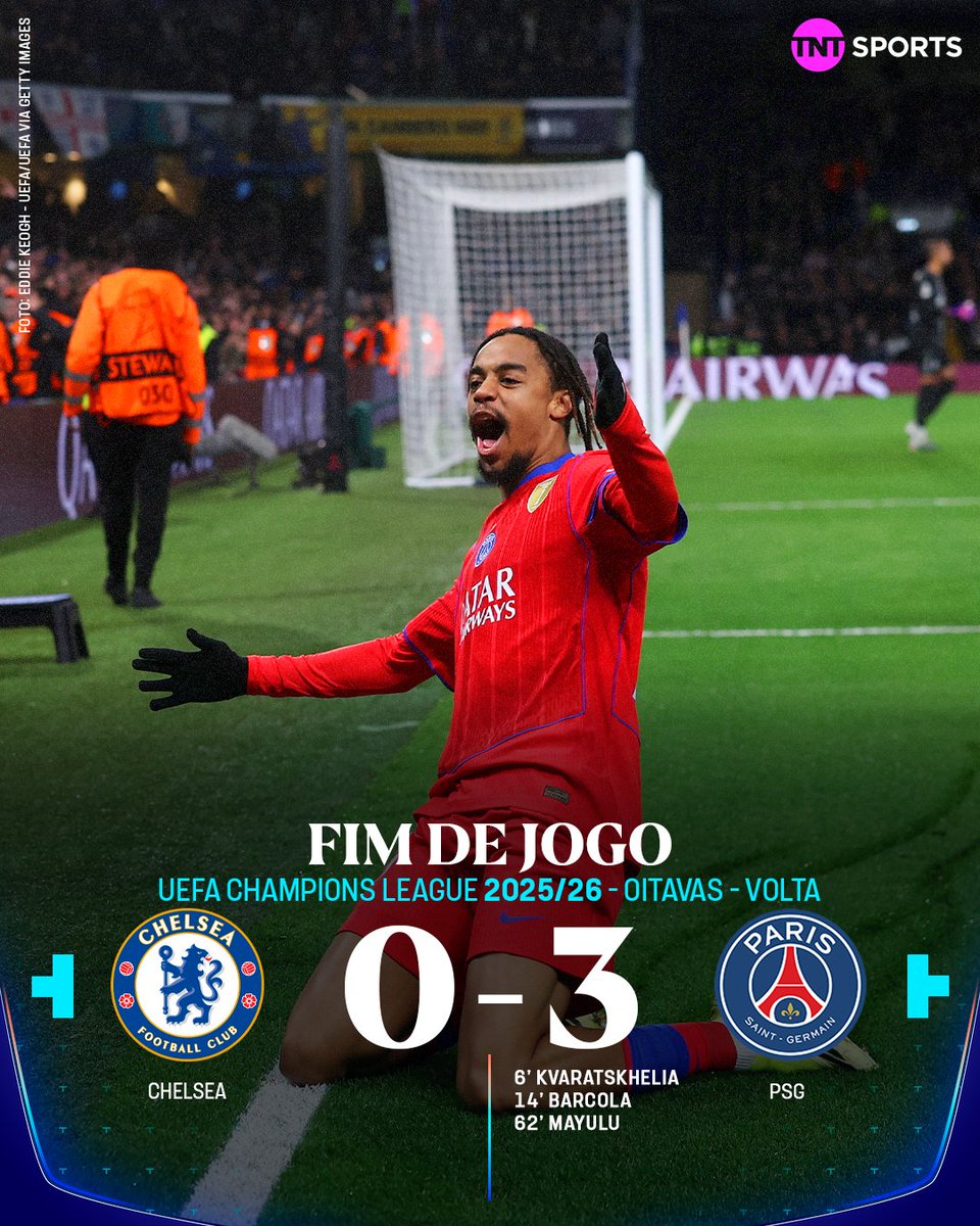 TNTSportsBR's tweet photo. PASSEIO PARISIENSE!!! 🇫🇷🇫🇷🇫🇷 Com início AVASSALADOR, o PSG venceu o Chelsea mais uma vez e se mantém vivo na busca pelo bicampeonato da Champions League! #CasaDaChampions #MFM #PosJogo https://t.co/F1kHm0KmWx