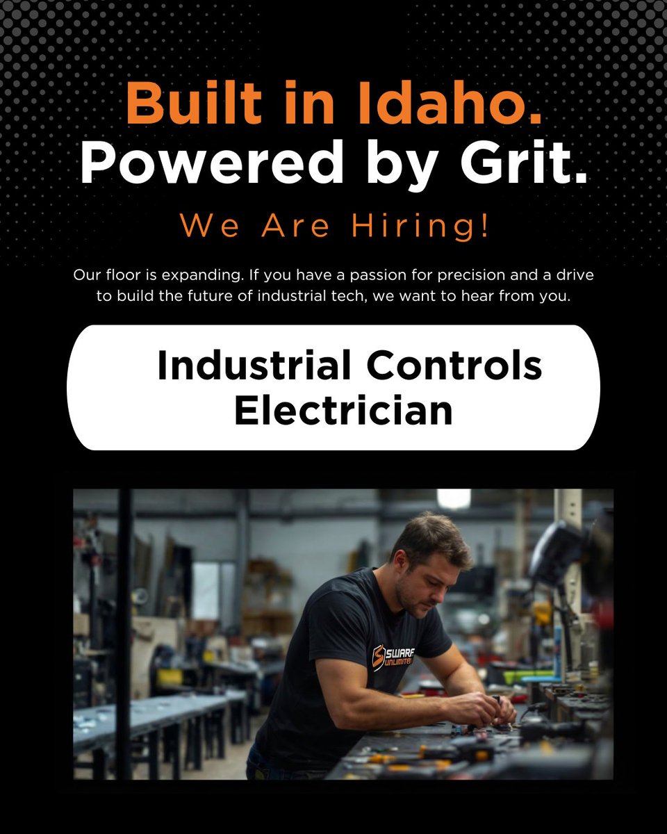 swarf_unlimited's tweet photo. WE ARE HIRING! 
Our floor is expanding and we need precision-driven talent to join the Swarf Unlimited team.

Visit: https://t.co/7vf7UkdIkt

#SwarfUnlimited #IndustrialDesign #IdahoMade #NowHiring #WeldingLife #TechJobs #ManufacturingMonday https://t.co/7YTCrFiN64
