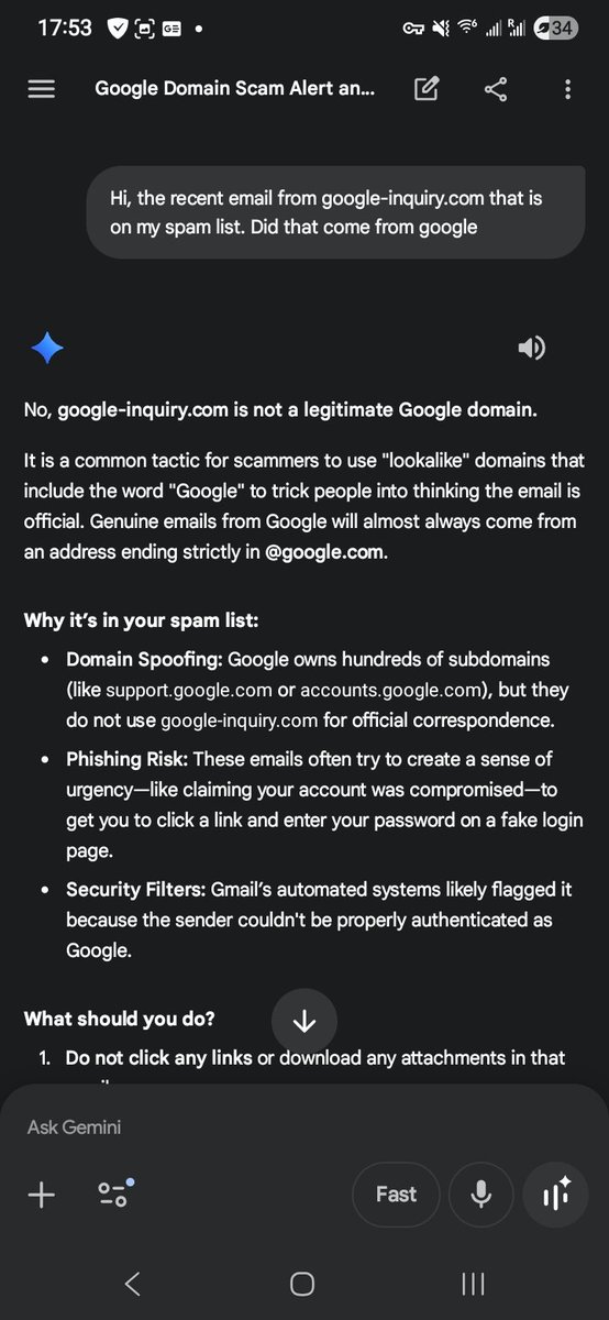 Birumanand's tweet photo. Spam alert 
It takes a second to verify. Don't fall for the trick.
Someone reached from  652 203 0000/652 271 9341 (google team) called me stating a new number is being added to my account using my DL as evidence https://t.co/R9WEncykV9