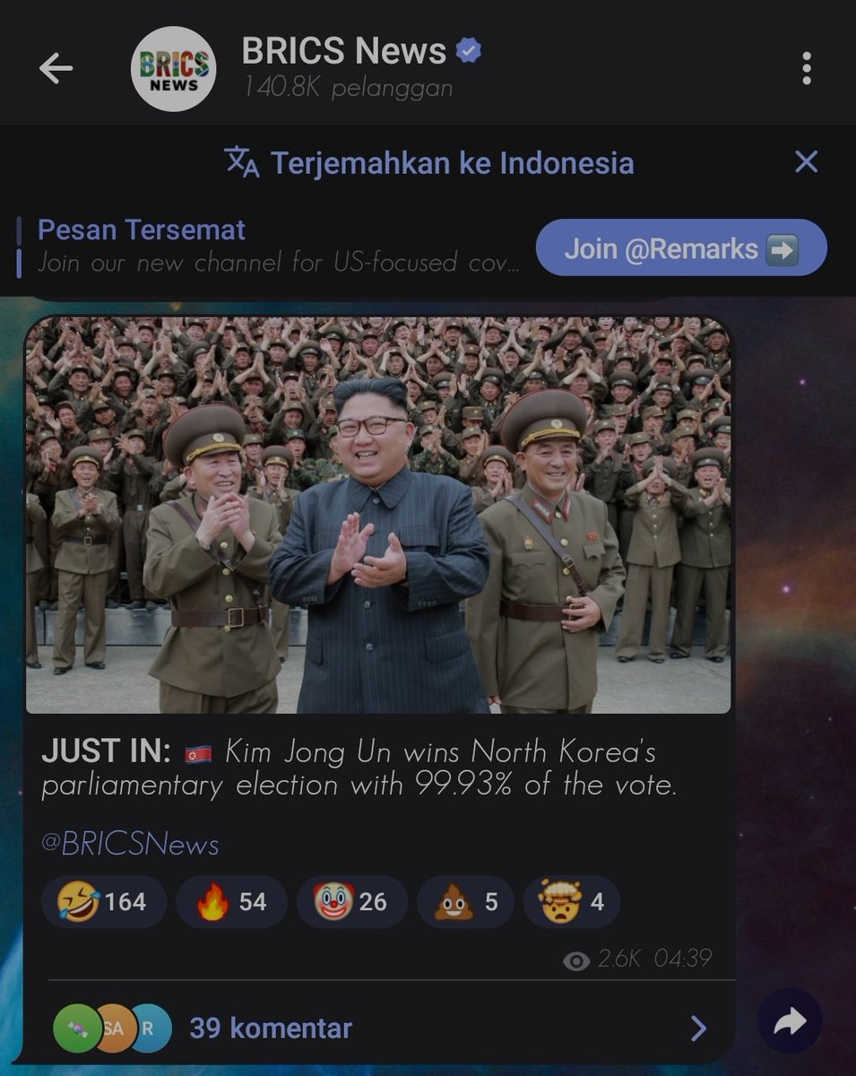 Kim Jong Un menang voting pemilu dengan persentase 99.97% njir gila.
terus nasip 0.07% orang yang ga vote dia gimana yh