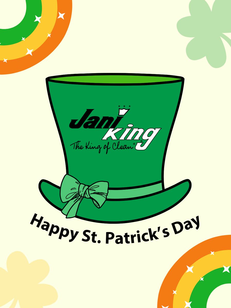 JaniKingClean's tweet image. Happy St. Patrick’s Day 🍀 
Follow the rainbow… 🌈 It might just lead you to a cleaner, brighter space..
Let us bring a little extra shine and good fortune to your workplace because a spotless business is always a lucky find!
#StPatricksDay #ProfessionalCleaning #JaniKing