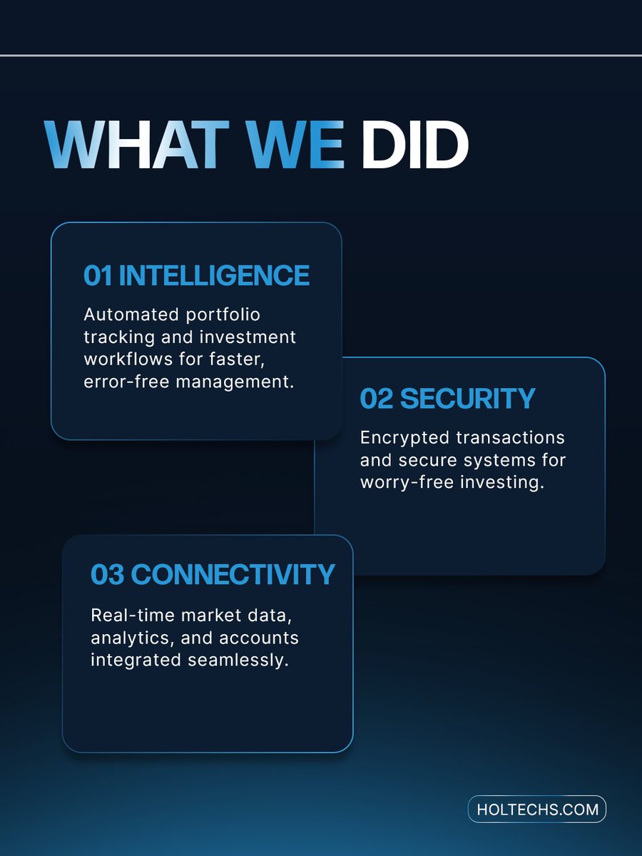 holtechs's tweet photo. Redefining investing with intelligence, security, and seamless connectivity your portfolio, empowered.

#InvestmentApp #FinTech #SmartInvesting #SecureFinance #PortfolioManagement #RealTimeData #DigitalFinance #TechInnovation #SeamlessExperience #HolisticTechnology https://t.co/ccp7pow9nU