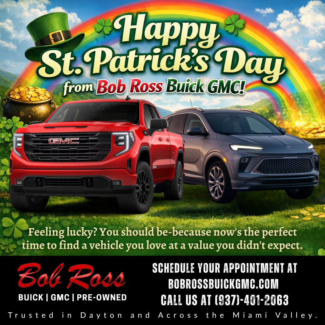 🍀 Happy St. Patrick's Day from Bob Ross Buick GMC! 🌈 Find your lucky ride today—powerful GMC trucks and refined Buick SUVs await! 💚➡️ ow.ly/tYHS50Yvzp3

 #StPatricksDay #LuckyDrive #BobRossBuickGMC #YoureTheBossWithRoss