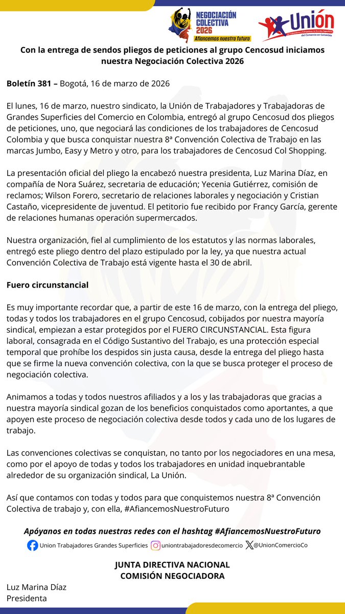 UnionTrabajadoresGrandesSuperficies tweet media