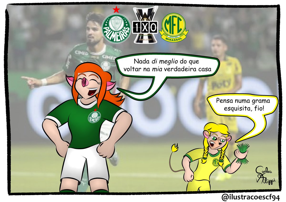 IlustracoesCF94's tweet photo. Vencer é bom, vencer em casa é muito melhor
#futebol #brasileirão #palmeiras #porquinha #mariasol #mirassol https://t.co/HRQahoObJx