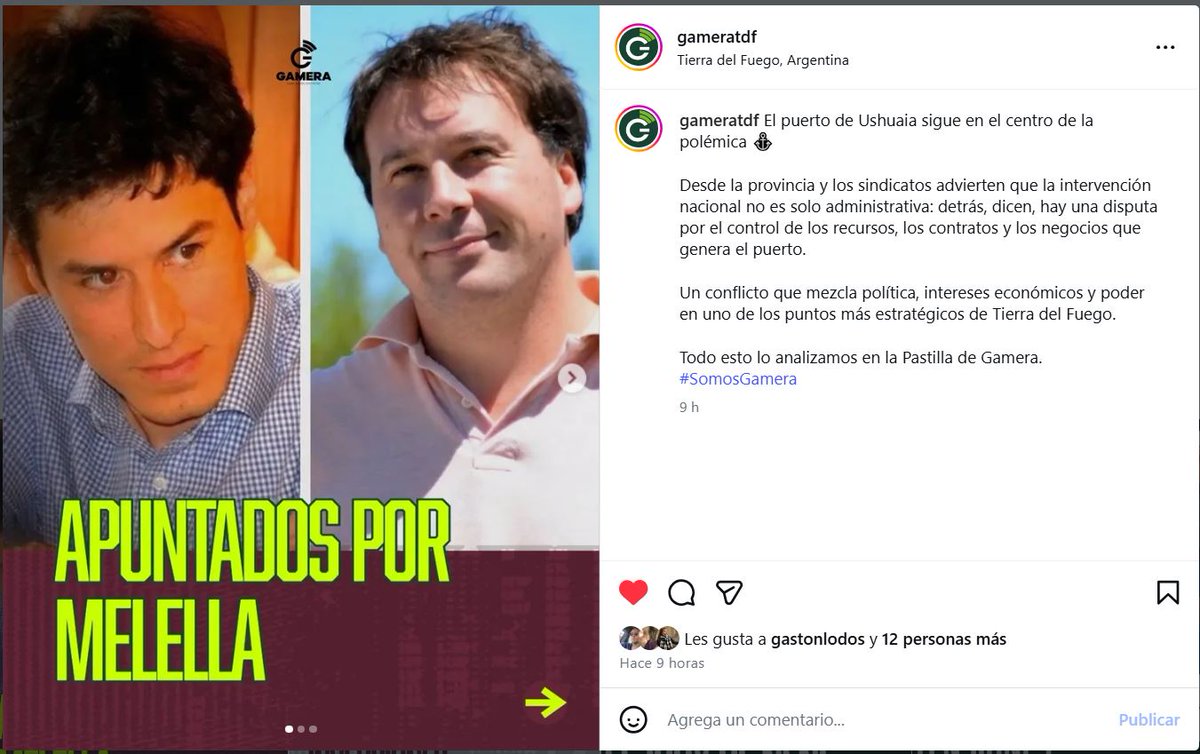 gramonet's tweet photo. Atención. En este podcast de Gamera @LuzScarpati cuenta cómo @gustavomelella vinculó a Darío Garribia, mano derecha de @WalterVuotoTDF con los negocios del puerto y el director de la Anpyn, Iñaki Arreseygor. Cuál es el rol de Garribia en el puerto? Veremos
https://t.co/zzx4NMAf7n https://t.co/Wv3dkwgL1Y