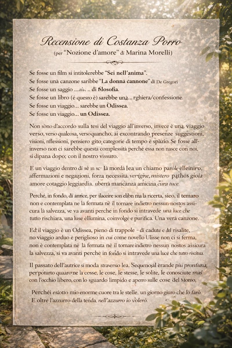 Lauroraluce's tweet image. La recensione di #CostanzaPorro del mio   #nozionedamore racconta un libro ma un viaggio: non all’indietro ma verso.
Una ricerca luminosa e dolorosa che apre, non chiude. Alla fine resta una sola parola: amore.
#libri #scrittura #amore #recensioni #viaggiointeriore