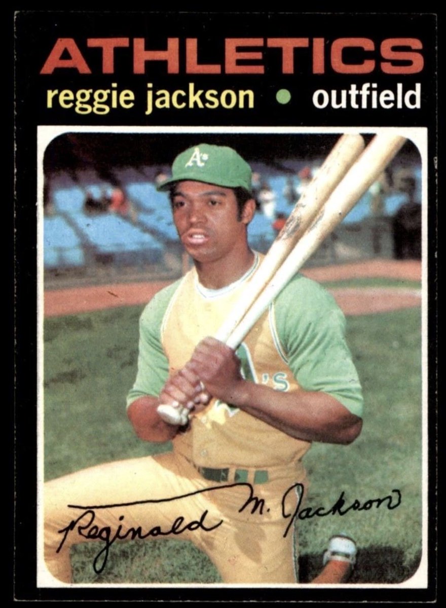 CardboardHistry's tweet photo. Back in the ‘70s, the #As had so many different ways to wear green! 😁 #HappyStPatricksDay ☘️
(That’s #JoeD just left of center in front row of team card.😵💫) https://t.co/GrSMru5phE