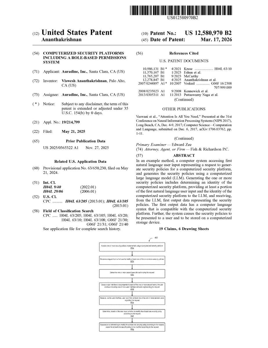 CK_Cryptoklepto's tweet photo. Auradine (Velaura AI) was awarded a US Patent for "Computerized security platforms including a role-based permissions system"

MARA has a large investment stake in Velaura AI and $MARA CEO Fred Thiel along with $INTC CEO Lip-Bu Tan are on the Velaura AI Board of Directors https://t.co/QAhwPJac90
