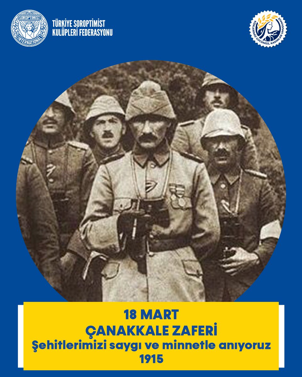 Çanakkale; bir milletin birlikle, inançla ve fedakârlıkla yazdığı ortak hafızadır.

TSKF Yönetim Kurulu
2026 – 2028 Dönemi
🌳🌳🌳🌳

#köklerimizgücümüzkadınlarumudumuz #SoroptimistTürkiye #soroptimisteurope #soroptimistglobal
#18martçanakkalezaferi