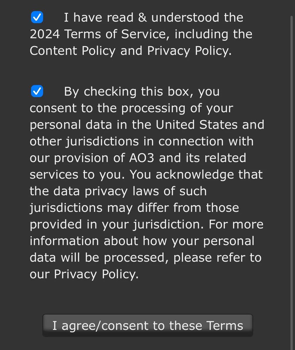 ao3 should add a 3rd box where you have to agree to adhere to fandom etiquette because y’all are pissing me off
