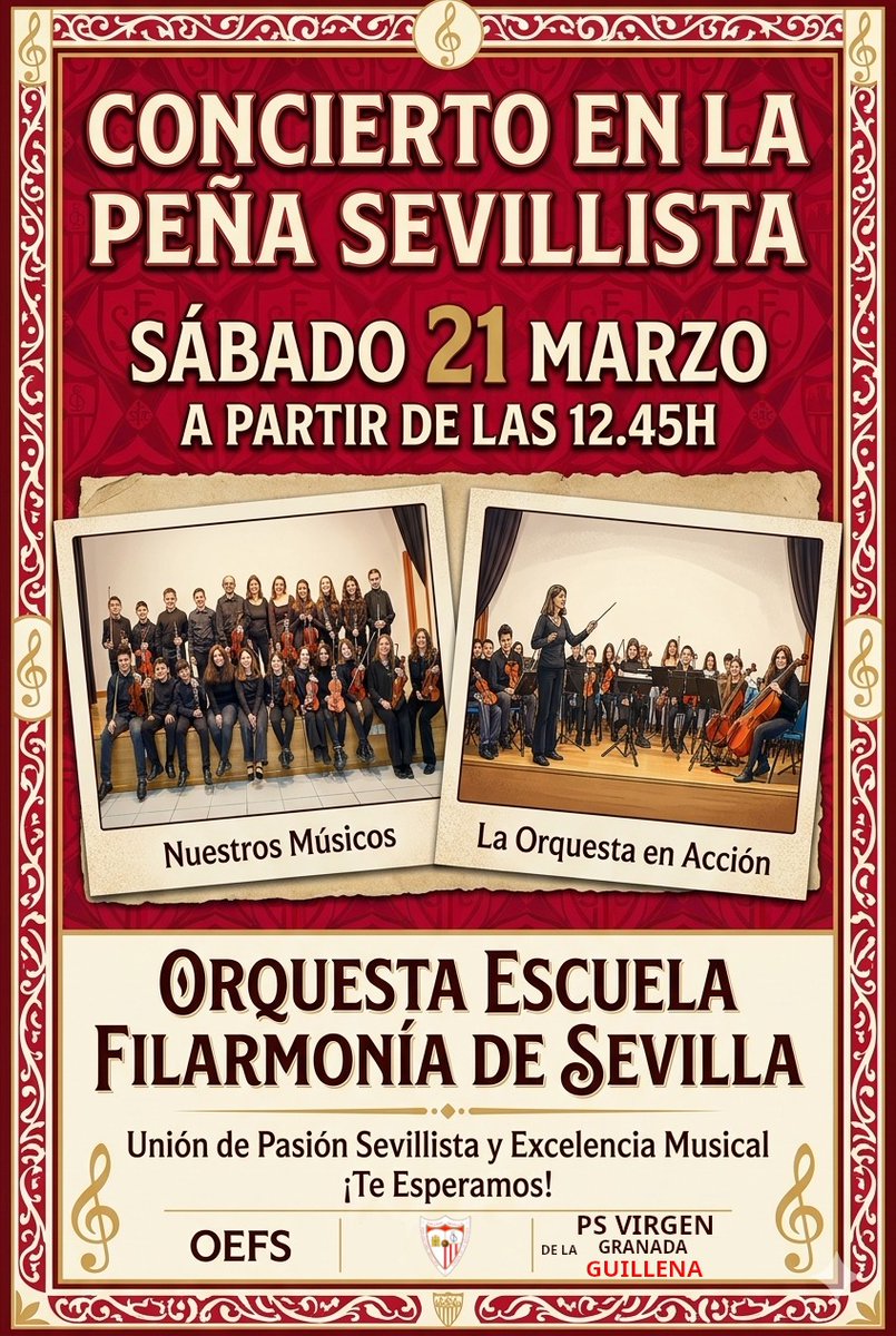 Ya avisamos que este año de nuestro 50 aniversario sería frenético...y tras un ambiente magnífico del sábado pasado? Volvemos esta vez con un interesante concierto de bandas sonoras interpretadas por la orquesta de filarmonia de Sevilla.

Vente y disfruta!!