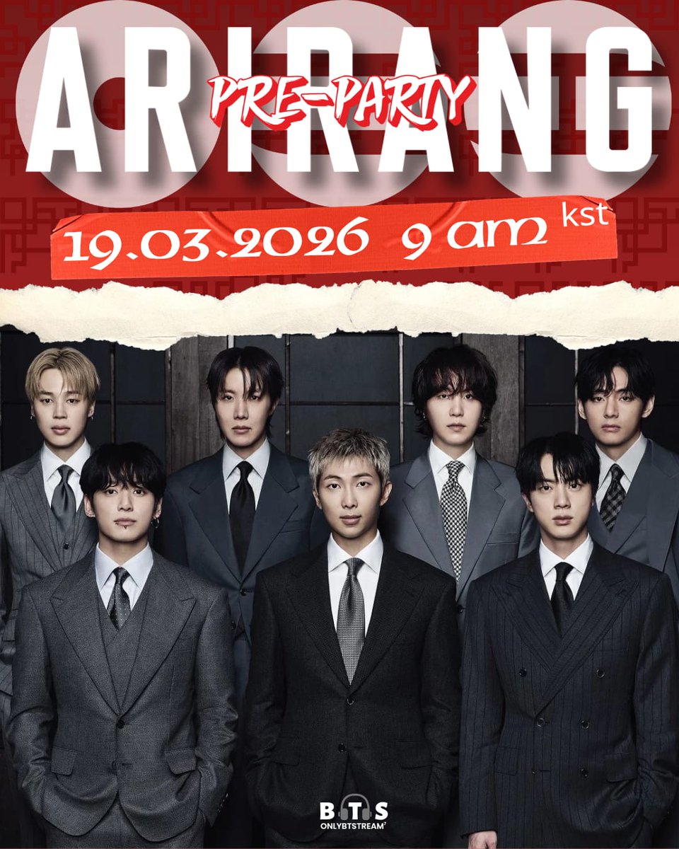 🔥 ARIRANG PRE-PARTY 🎧

ARMY! El momento más esperado está llegando 🥺

Únete este 19 de marzo a las 9 AM KST al pre-party de ARIRANG 

🌐 HORARIOS: 
06:00 PM 🇨🇷🇬🇹🇸🇻🇳🇮🇭🇳🇲🇽
07:00 PM 🇵🇪🇨🇴🇪🇨🇵🇦
08:00 PM 🇩🇴🇧🇴🇵🇷🇻🇪🇨🇺
09:00 PM 🇦🇷🇺🇾🇧🇷🇵🇾🇨🇱
01:00 AM 🇪🇸

ARIRANG IS COMING 
#BTS_ARIRANG