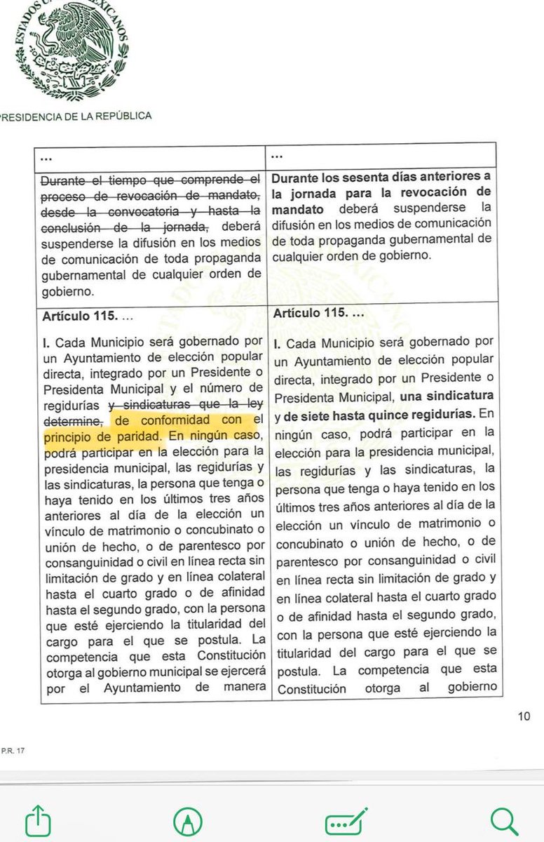 Marifeeer's tweet photo. Sobre la paridad en el "plan B": si bien es un principio constitucional (que debe garantizarse) es innecesario eliminarlo de este artículo sobre la integración de municipios https://t.co/Ox8cxBZ7va