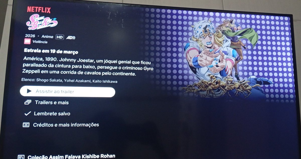 SilasGD5's tweet photo. Tive que assinar a tal Netflix novamente pra ver Steel Ball Run, mas se o anime vier em pack e não semanal, eu vejo o anime, mas de outro jeito... https://t.co/Lms3zCdsSq