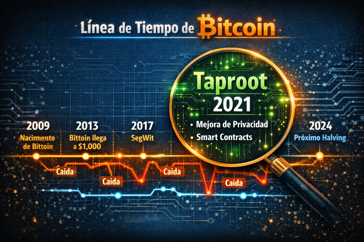 NESGESFinance's tweet photo. > Pero durante años se dijo: "Bitcoin solo sirve para transferir valor, no para contratos ni tokens"
Eso era cierto... hasta 2021.
Llegó Taproot, la actualización más importante desde SegWit.
Y cambió las reglas del juego.
#Bitcoin #RWA #Tokenización #Taproot #NESGESFinance https://t.co/jIoEFQsxNp