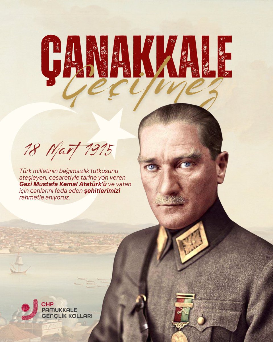 Çanakkale’de yazılan destan, bir milletin boyun eğmeyeceğinin ilanıdır.

Başta Gazi Mustafa Kemal Atatürk olmak üzere, Çanakkale’de vatan toprağını canı pahasına savunan tüm kahramanlarımızı saygı, minnet ve rahmetle anıyoruz.

Çanakkale Geçilmez! 🇹🇷